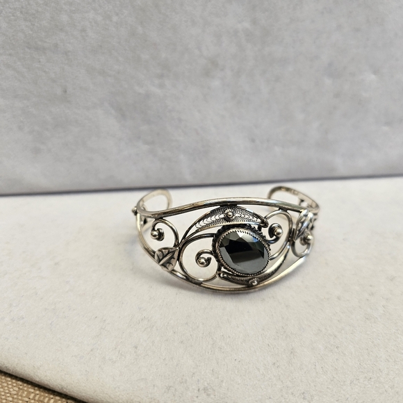 Danecraft Sterling Hematite Cuff Bracelet Vintage - Picture 9 of 15